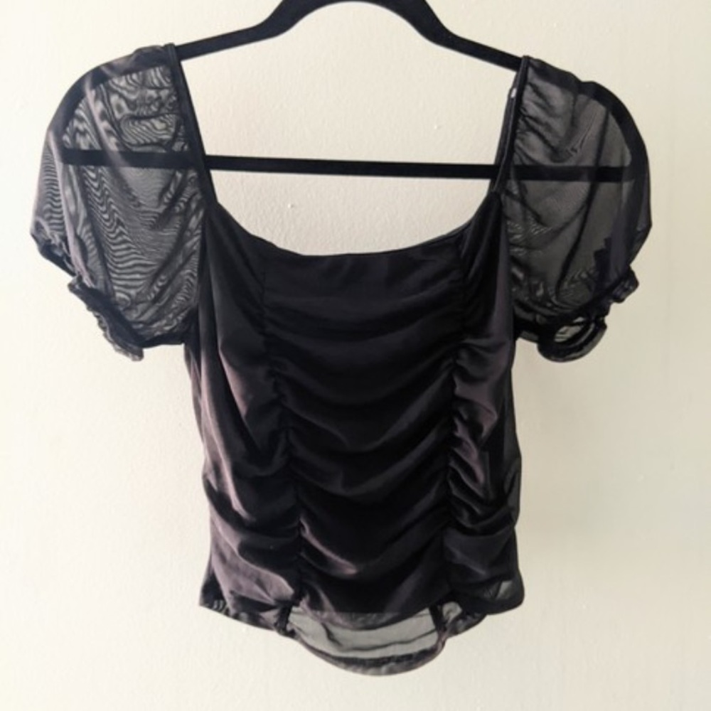 Divided Black Sheer Short Sleeve
